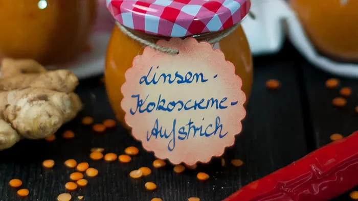Linsen-Kokoscreme-Brotaufstrich